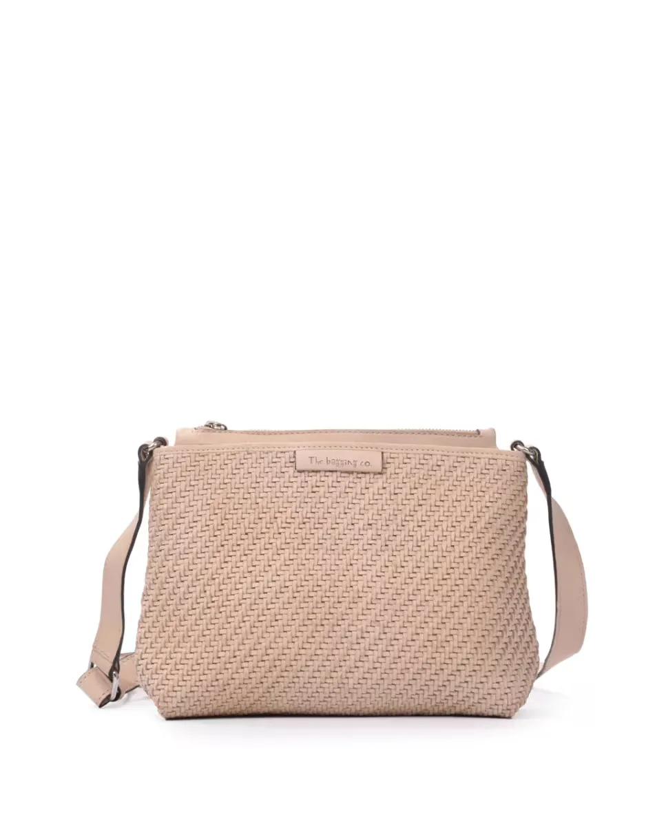 

Женская сумка через плечо из стираной кожи THB Brick цвета экрю The Bagging Co