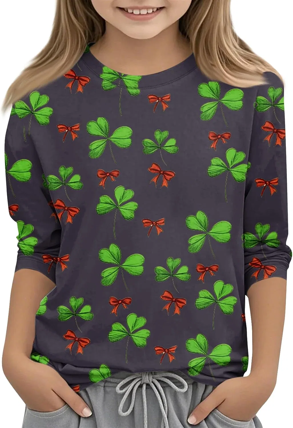 Футболка с принтом, 3/4 рукав, Generic, 3-dark Gray