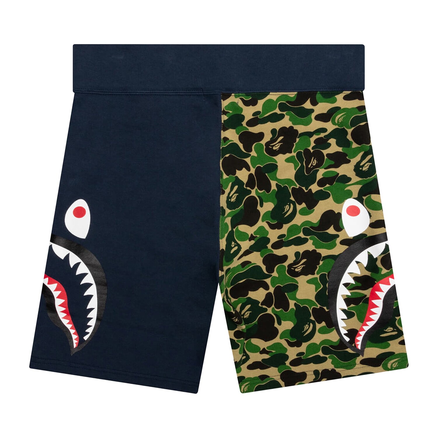 BAPE ABC Камуфляжные спортивные шорты с изображением акулы, цвет Зеленый/Темно-синий — фото 2