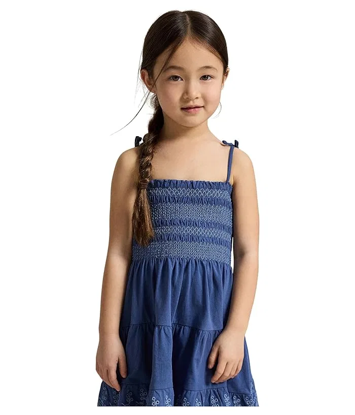 Платье Smocked Eyelet Polo Ralph Lauren Kids, Earth Blue — фото 4