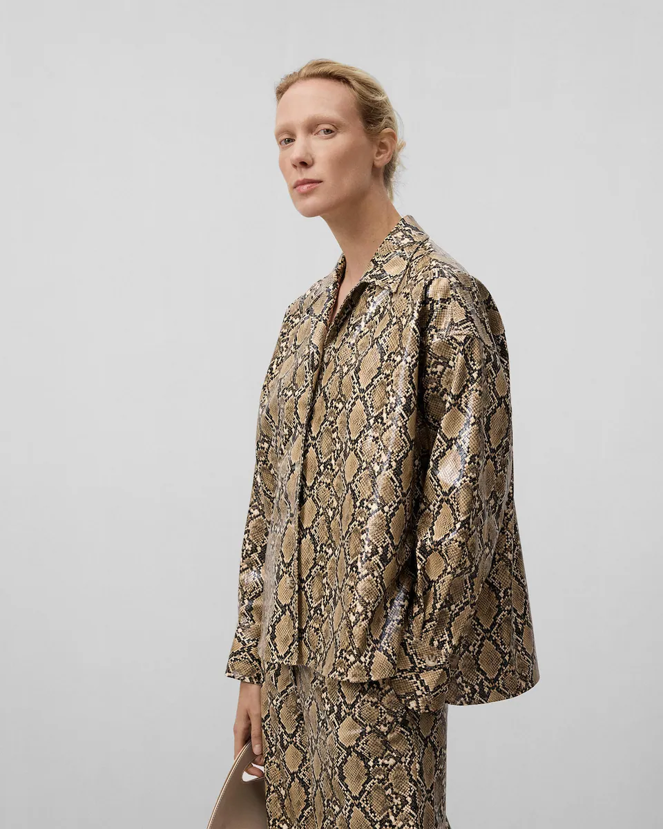 

Женская удлиненная блуза с длинным рукавом в стиле animal print Adolfo Dominguez, коричневый