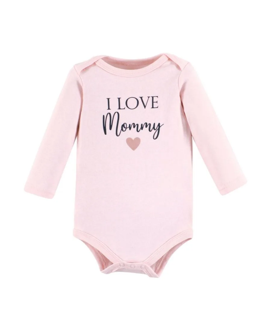 Комплект из 3 хлопковых боди с длинными рукавами Hudson Baby, girl mommy розовый темно-синий 3-pack — фото 3