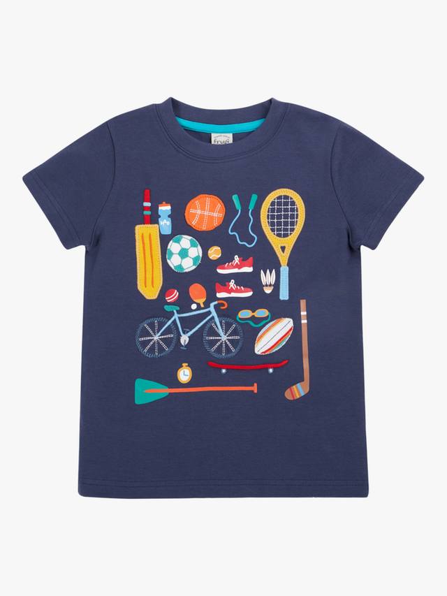 

Детская футболка Carsen с аппликацией из органического хлопка Frugi, Navy/Multi