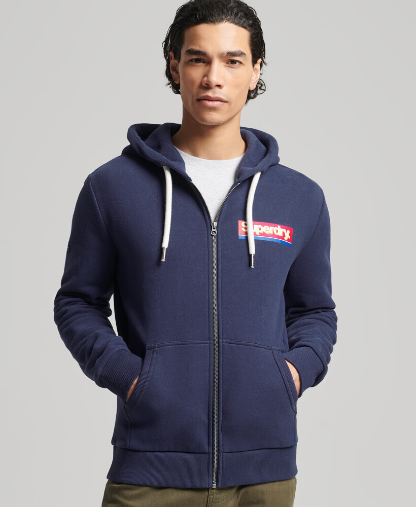 

Толстовка на молнии с винтажным логотипом сезонная Superdry, синий