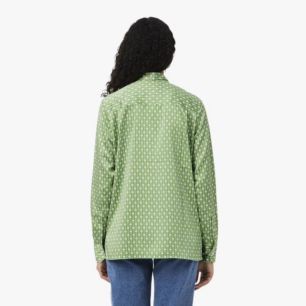 Блузка Lacoste Сатиновая, Зелёная — фото 3
