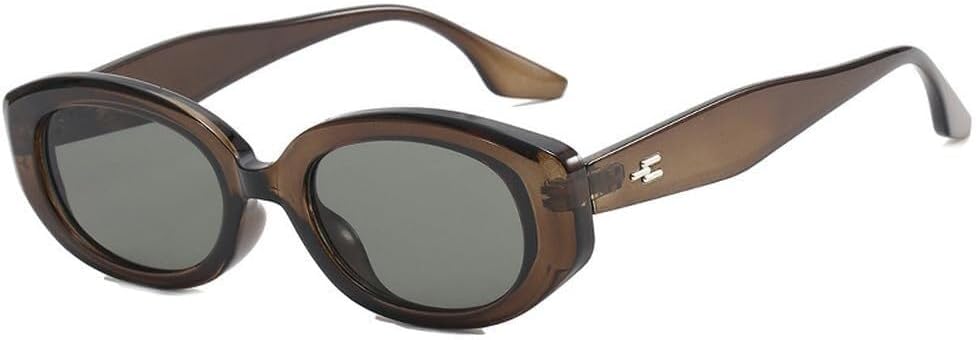 

Популярные модные овальные женские солнцезащитные очки в стиле ретро, ​​гелевые цветные линзы, защита от УФ-излучения UV400, мужские солнцезащитные очки с заклепками LXLHWN, Olive Grey