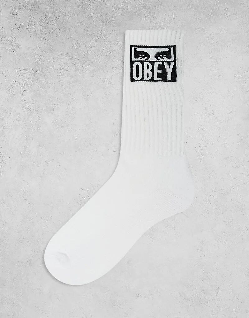 

Obey – Белые носки с логотипом и двумя глазами