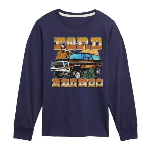 

Футболка Ford Vintage Bronco Desert с длинным рукавом и принтом для мальчиков 8-20 лет Licensed Character, синий