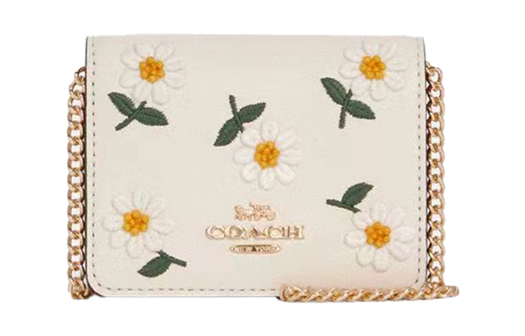 

COACH Кожаный клатч-кошелек через плечо, женский, белый, мини