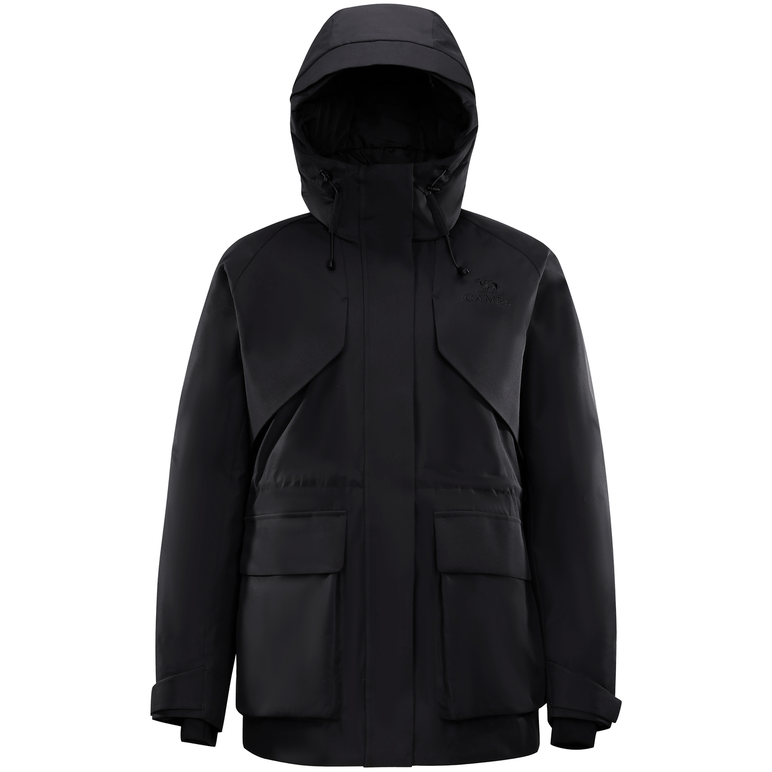 

Пуховик женский с капюшоном утепленный парка CAMEL, phantom черный