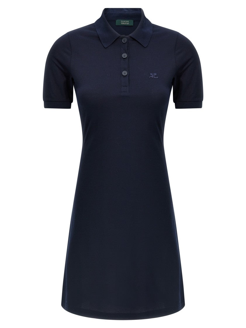 

A-Line Поло-платье из пике хлопка Courrèges, синий
