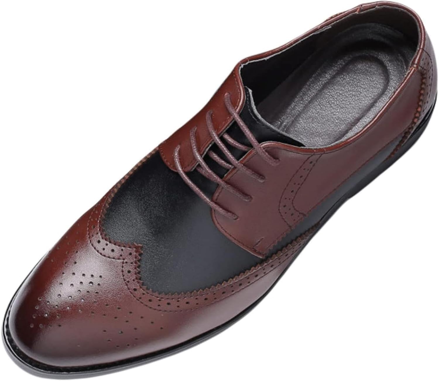 

Мужские двухцветные броги OXCOWNIU с шнуровкой, оксфорды с крыльями, удобные повседневные кожаные формальные туфли, коричневый