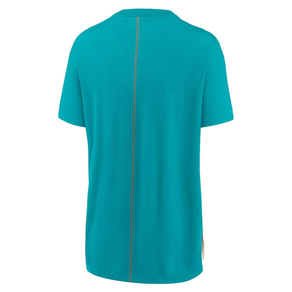 Женская футболка Nike кремового/голубого цвета Miami Dolphins Wordmark Tri-Blend, цвет Dol Beige — фото 4