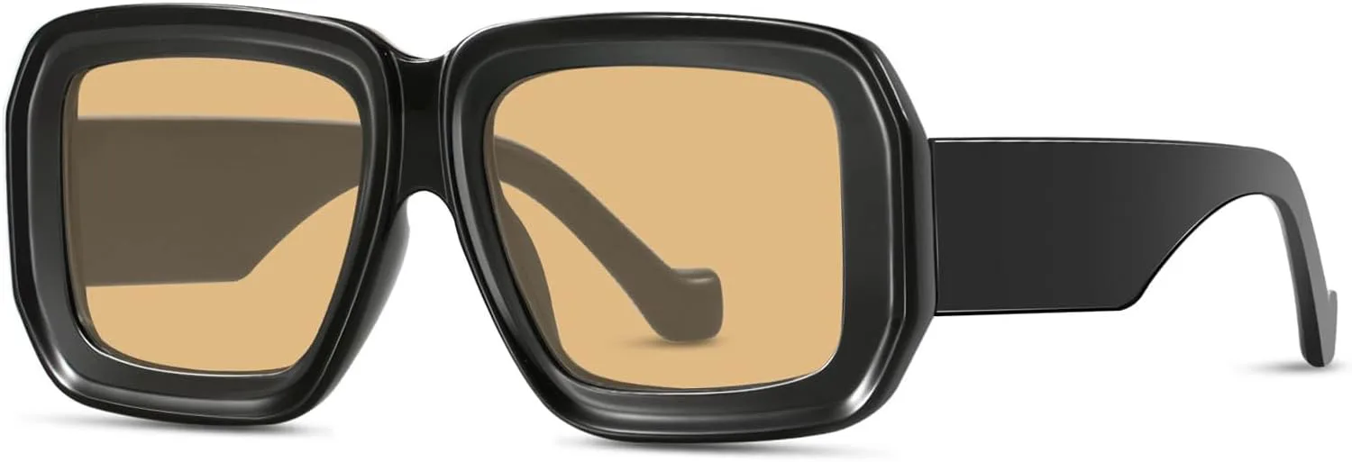 

Винтажные солнцезащитные очки YDAOWKN большого размера для женщин и мужчин, ретро квадратной формы, роскошные, с защитой от УФ-излучения UV400, A Black/Light Brown