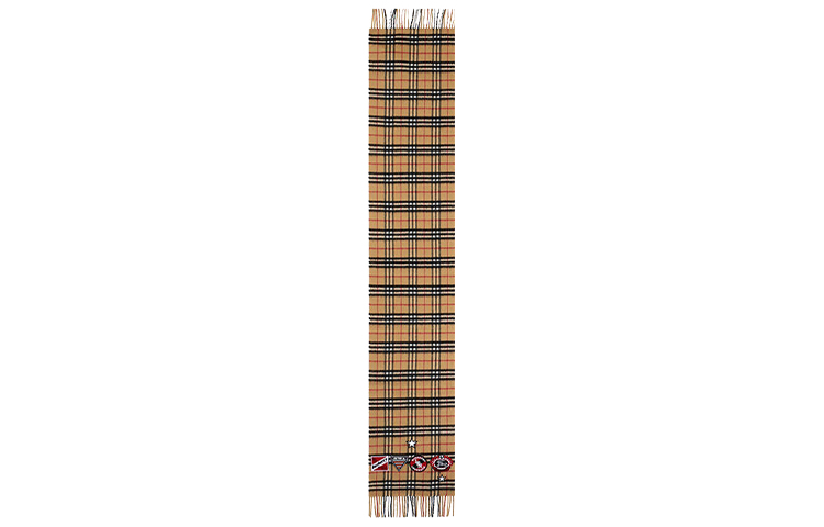 Винтажный клетчатый шарф с бахромой Burberry, желтый — фото 2