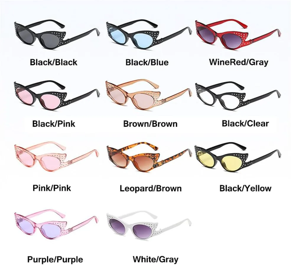 

Модные солнцезащитные очки «кошачий глаз» с бриллиантами и стразами, женские, винтажные, в маленькой оправе, с защитой от ультрафиолета UV400 TKKTLLT, Black-blue