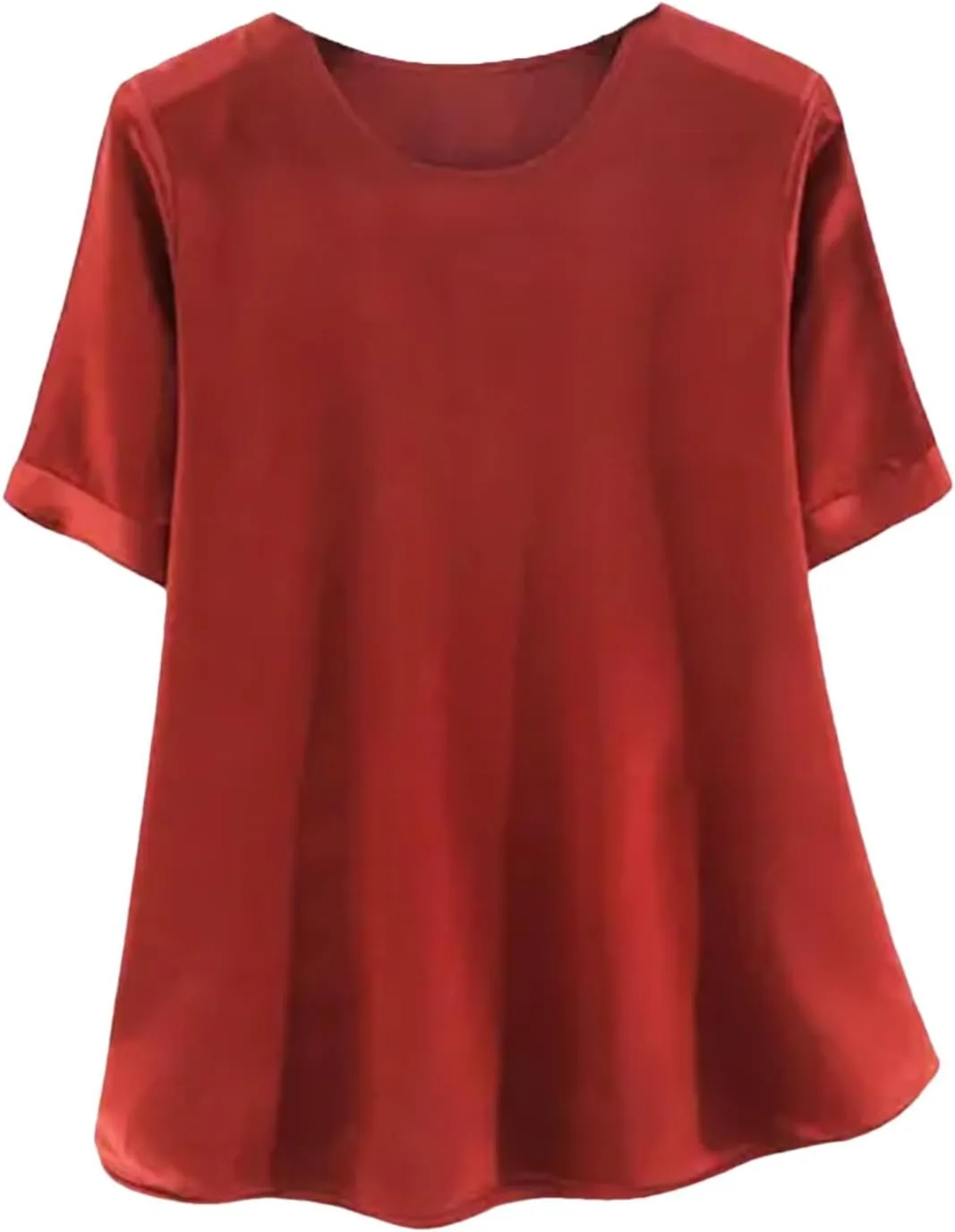 

Женская футболка из сатина и шелка с коротким рукавом и круглым вырезом