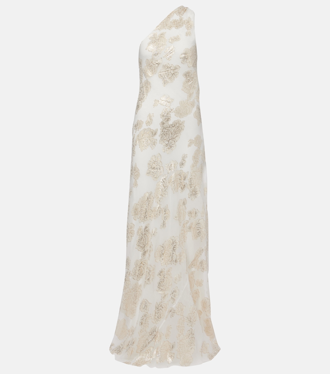 

Ава макси-платье из шелка с добавлением ламе Alexandra Miro, White/Gold