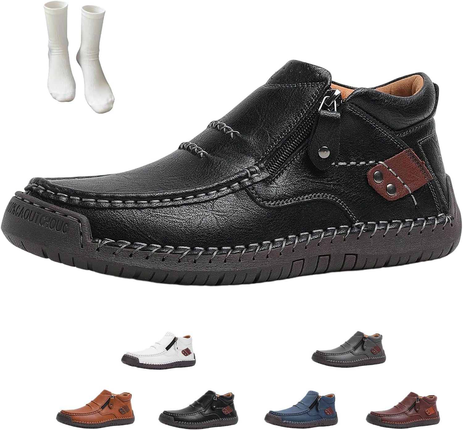 

Кожаные ботинки, мужские ручной работы кожаные ботинки для вождения, новые премиальные туфли 2026 года, с удобной широкой носочной частью и поддержкой свода стопы Generic, черный