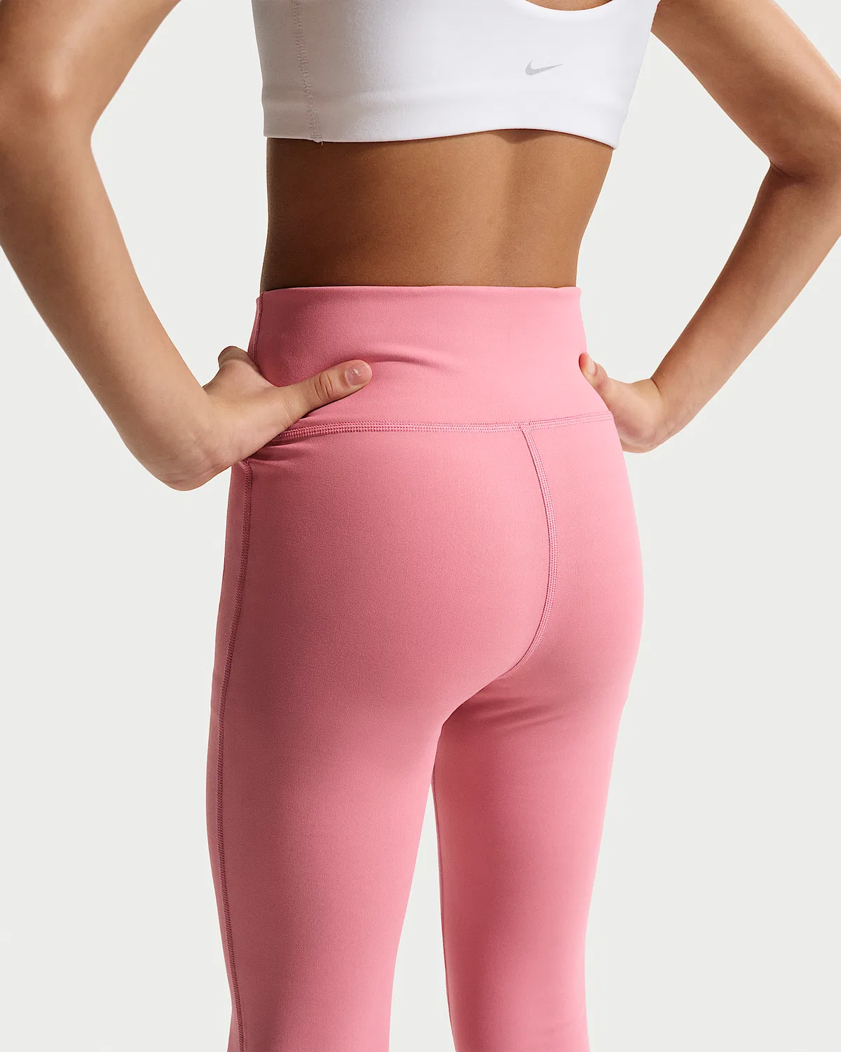 Детские леггинсы Nike One Dri-FIT с расклешенным низом, Peony/White — фото 3