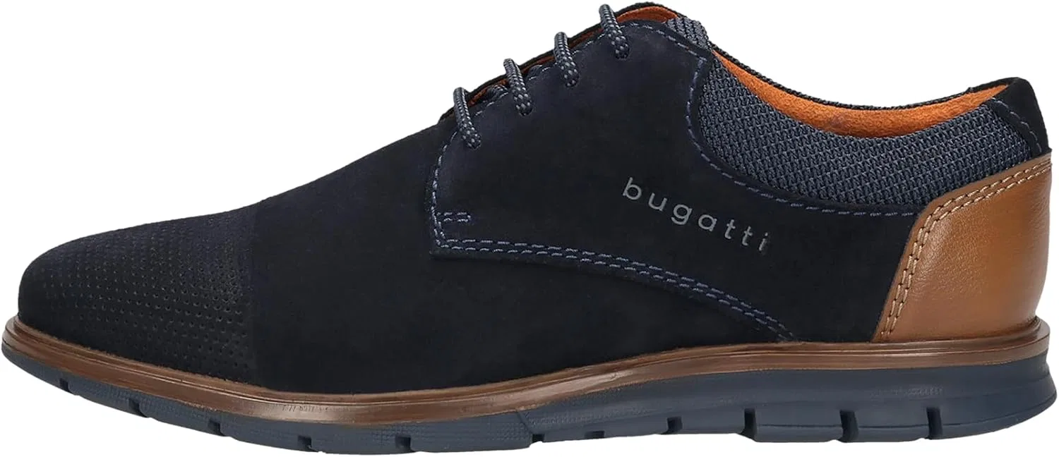 Мужские деловые ботинки Bugatti, мужские ботинки на шнуровке, Dark Blue 4100 — фото 2