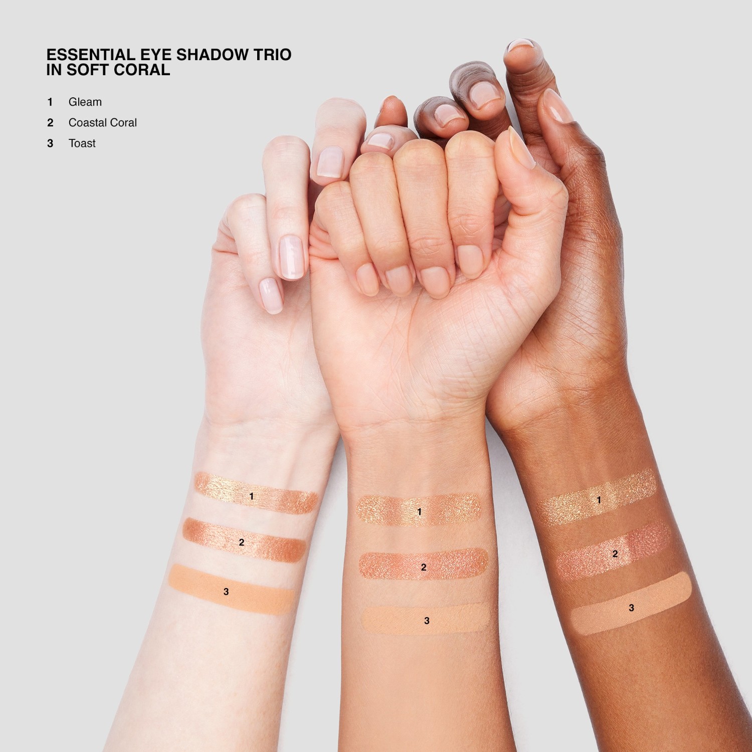Тени для век essential eye shadow trio Bobbi Brown, soft coral, вес 3.4 гр. — фото 4
