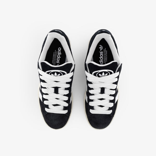 Замшевые низкие кеды Campus с фирменными полосками Adidas, черный — фото 2