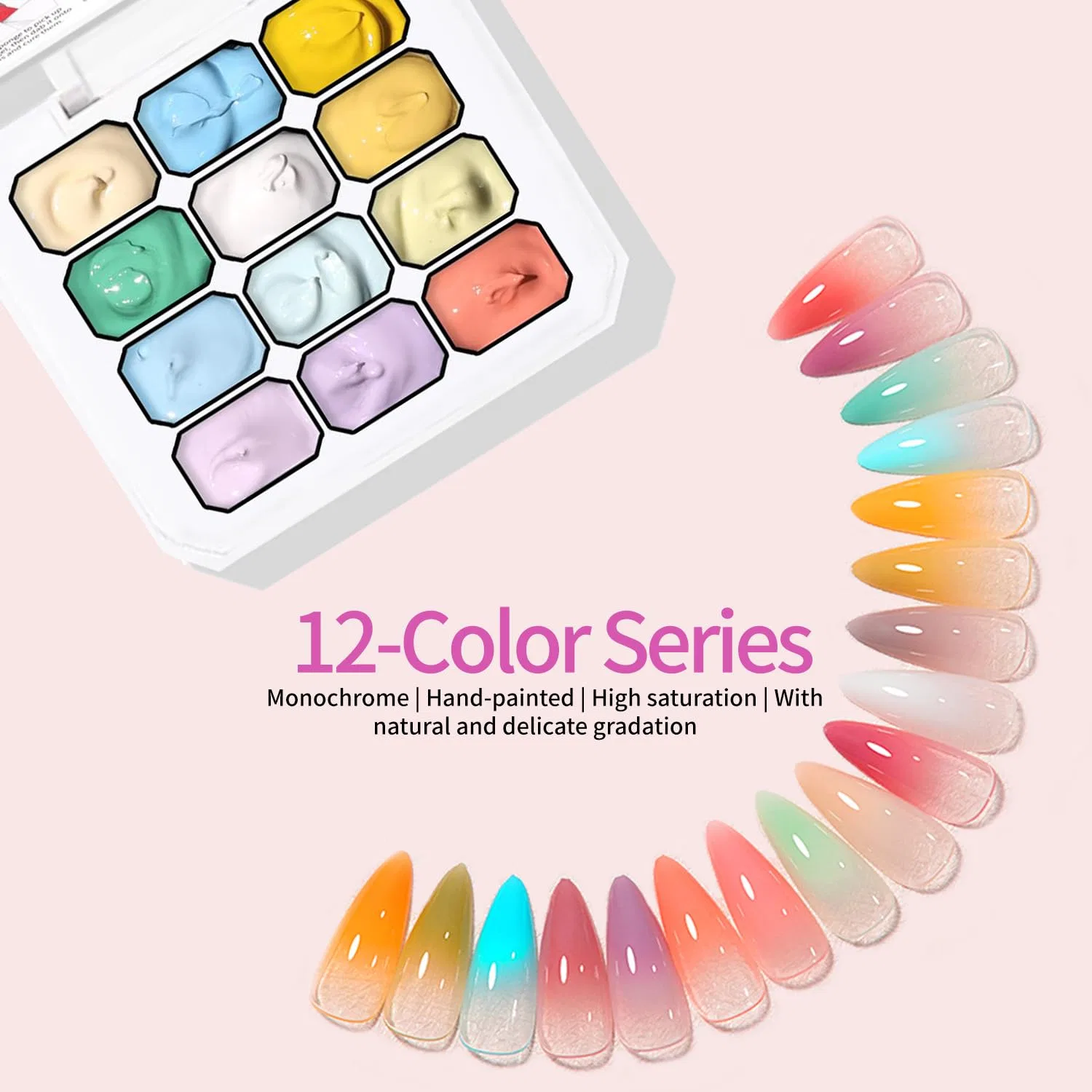 Набор гель-лаков для ногтей Ombre Gel, 12 цветов Aijimei, Set1 — фото 3