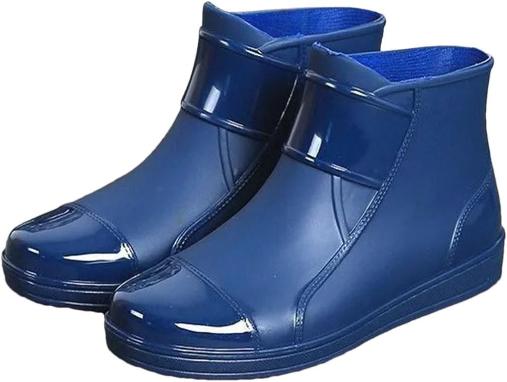 

Мужские короткие резиновые сапоги для улицы, рабочие, противоскользящие, водонепроницаемые, для рыбалки, с утеплителем Generic, синий