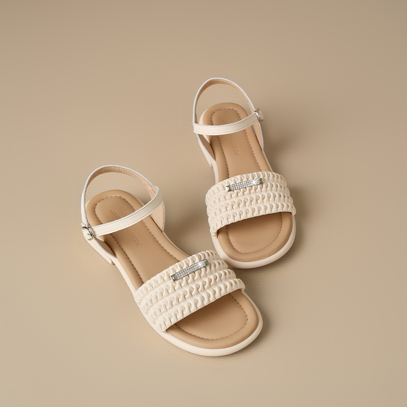 ZHR Женские сандалии на одной застежке бежевые, цвет Beige — фото 2