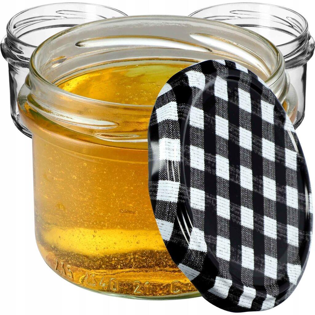 

KADAX Банки для консервации с крышками "Тарту", банки для консервирования, 235мл, 10 штук, крышки черные в клетку