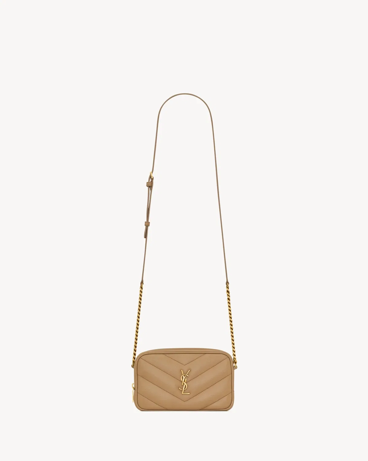 Сумка LOULOU мини камера из ягнячьей кожи SAINT LAURENT, бежевый