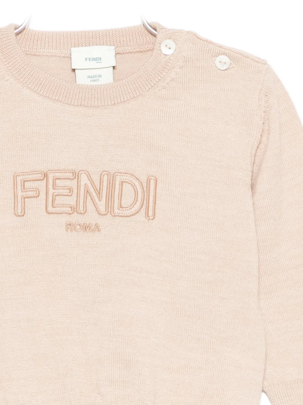 Свитер с вышитым логотипом FENDI KIDS, нейтральный — фото 3