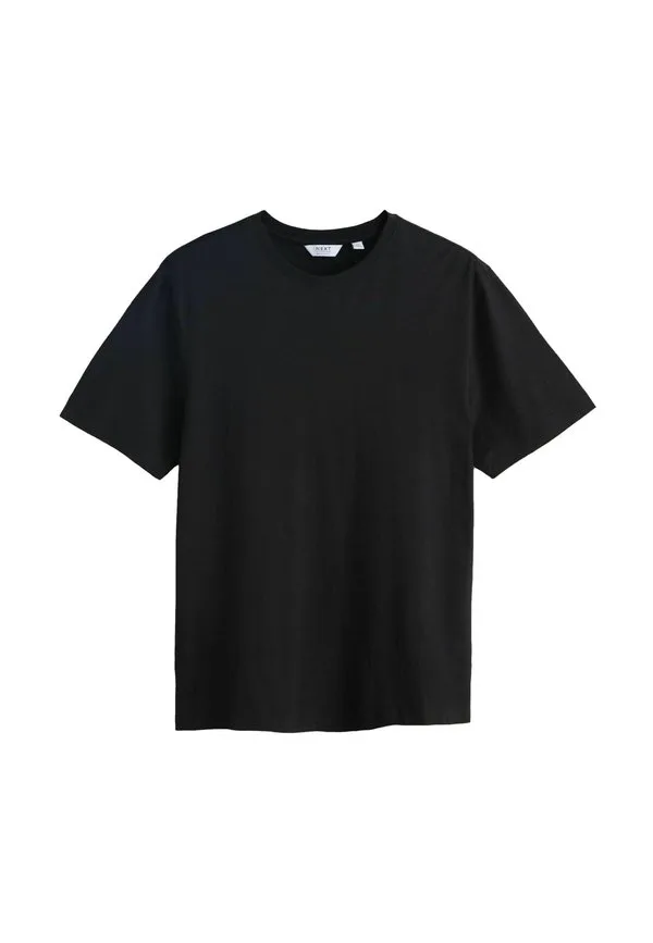 Легкая базовая футболка из фактурной ткани стандартного кроя Next, Black — фото 4