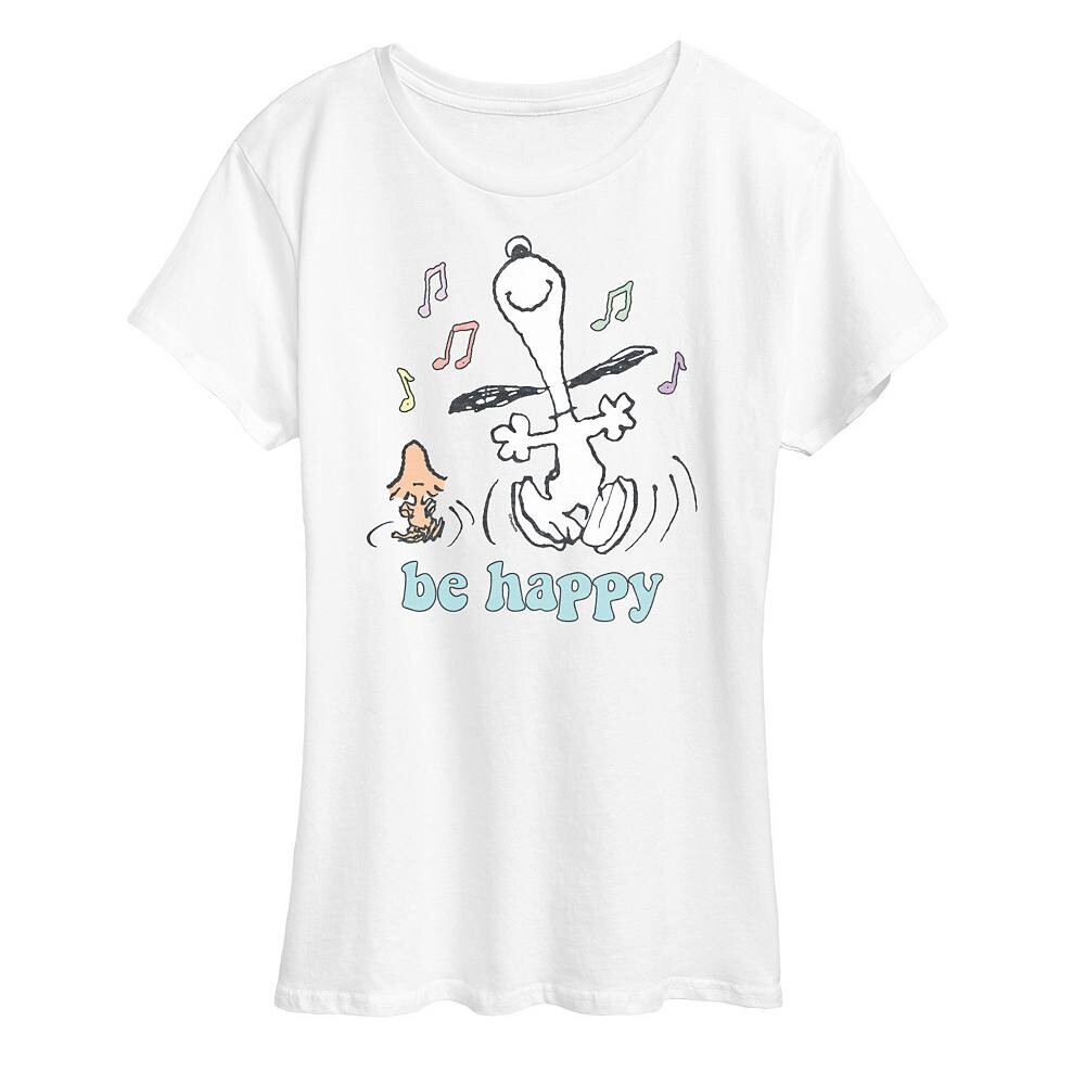 

Женская футболка с рисунком Peanuts Be Happy Licensed Character, белый