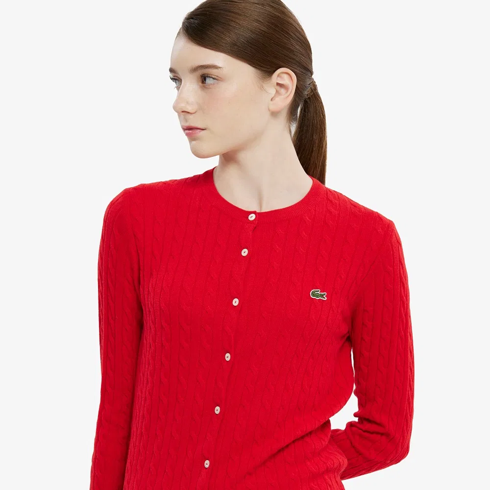Кардиган Lacoste Красный вязаный с круглым вырезом — фото 4