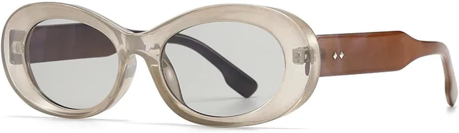 

Классические овальные солнцезащитные очки с заклепками для женщин и мужчин, роскошные, винтажные, популярные, в стиле панк, розовые, с защитой от УФ-излучения UV400 TKKTLLT, Gray Light Black