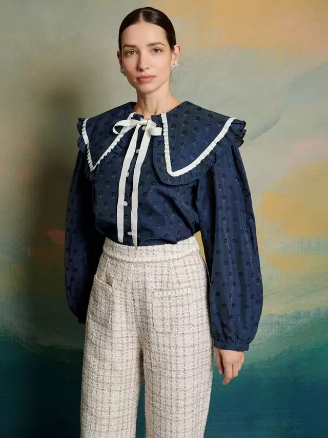 

Блуза Sister Jane DREAM Grace Tie Neck Ruffle, темно-синий