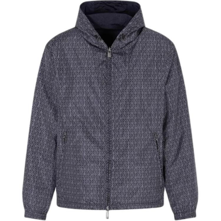 

EMPORIO ARMANI Реверсивная нейлоновая блуза с майоликовым принтом, Gray Blue