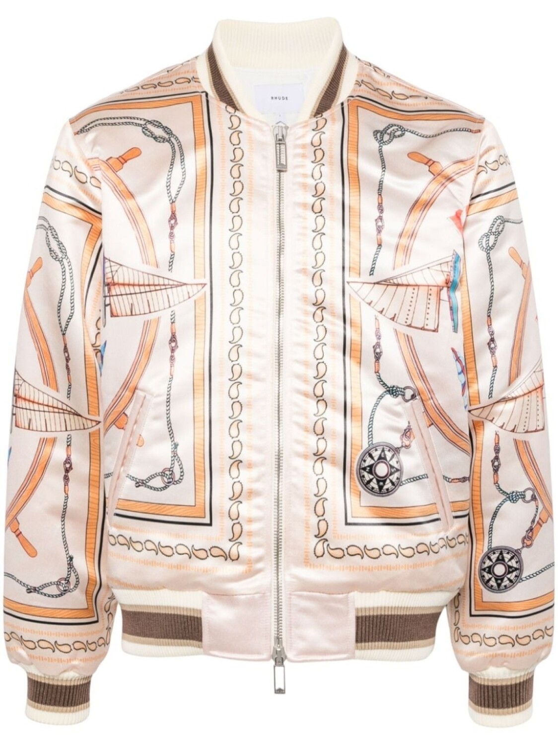 

RHUDE атласный бомбер из коллаборации с Nautica, оранжевый
