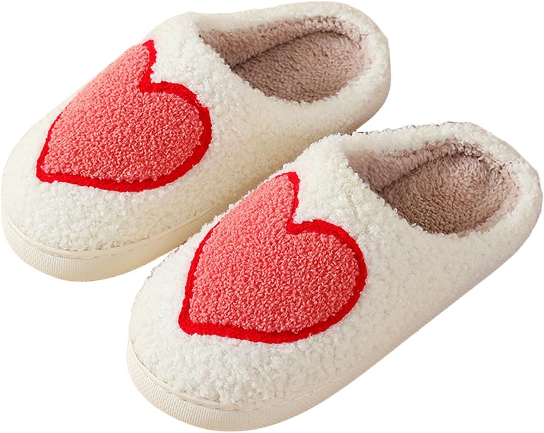 

Мультяшные тапочки для женщин и мужчин, мягкие, пушистые, теплые, легкие, с нескользящей подошвой, милые домашние тапочки на легкой носке, удобные для дома и улицы, с сердечком, для встречи ночью, тапочки-грибы Cookx, Big Heart