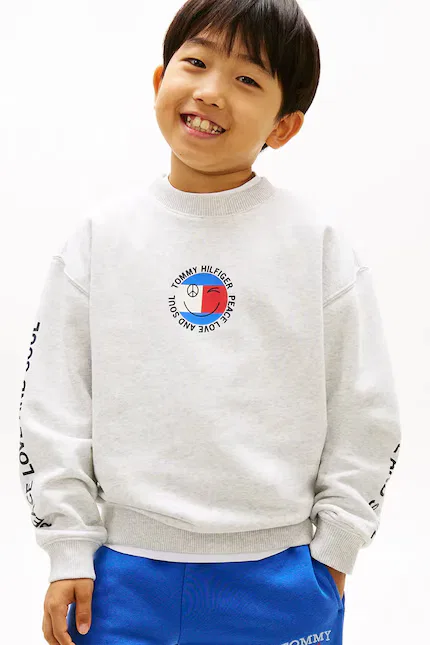 Худи детское с флагом Tommy Hilfiger, серый