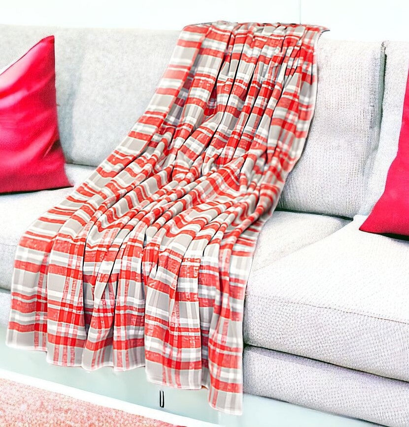 

Красное тканое хлопковое плед в клетку Homezia, цвет Multicolored