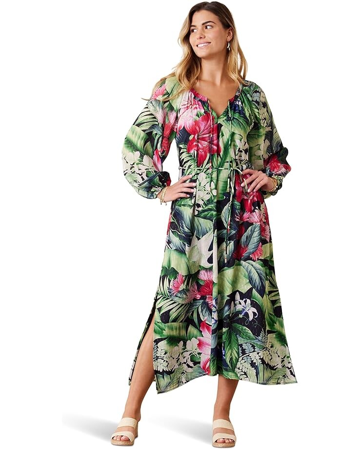 

Платье Tommy Bahama Celebration Tropical Long Sleeve Maxi, черный