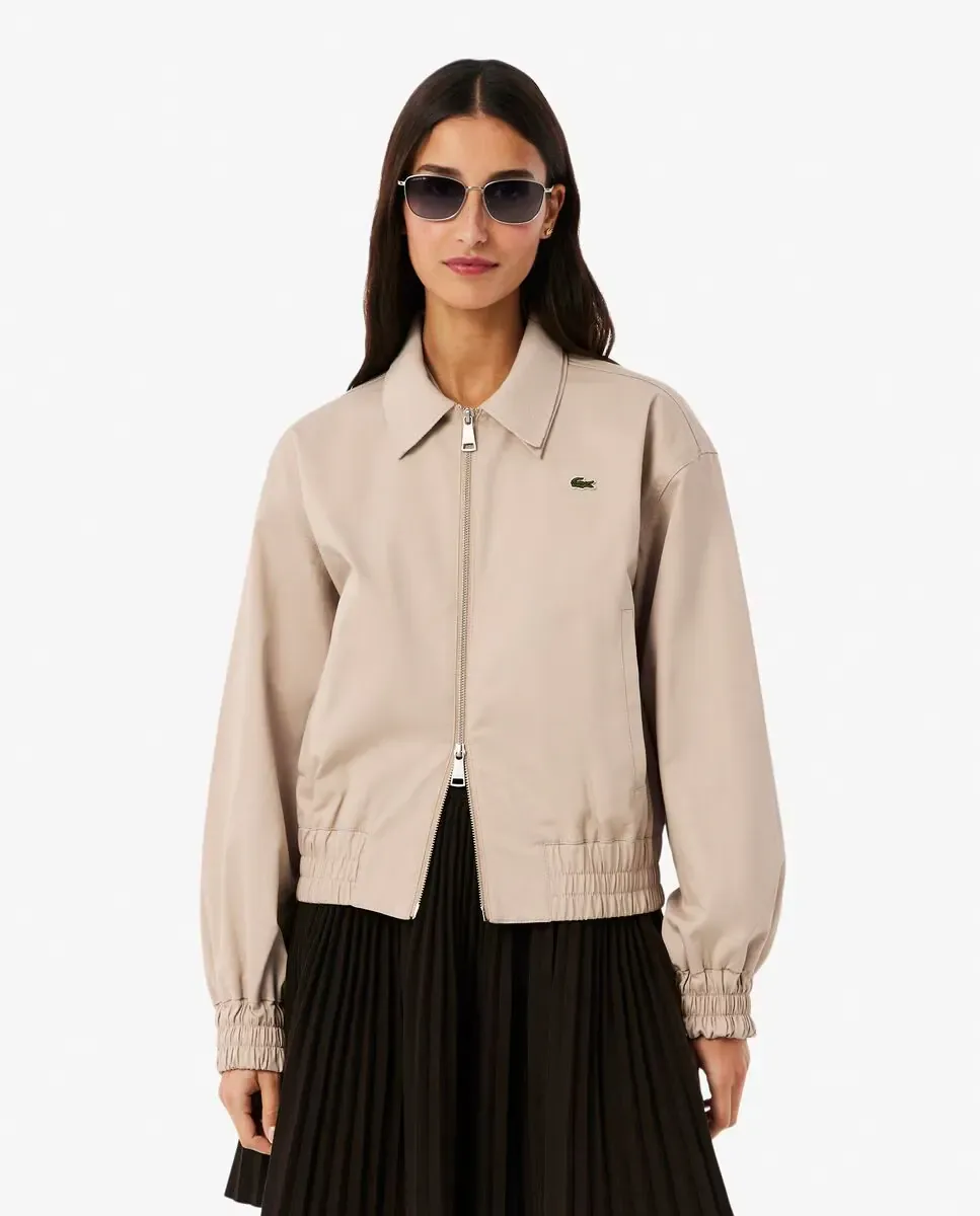 Женская эластичная куртка Lacoste, двойной воротник, бежевый