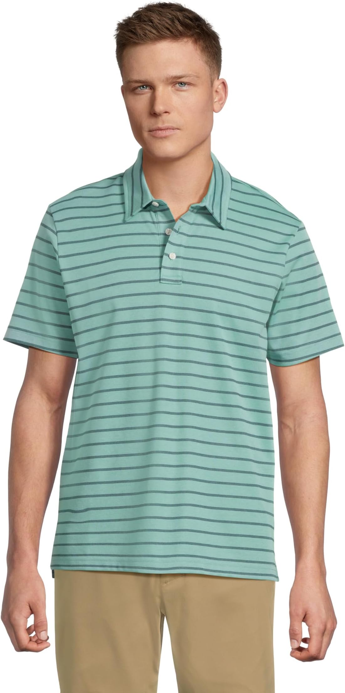 

Футболка L.L.Bean Comfort Stretch Performance Short Sleeve Polo, Slightly Fitted, Stripe, цвет Soft Juniper