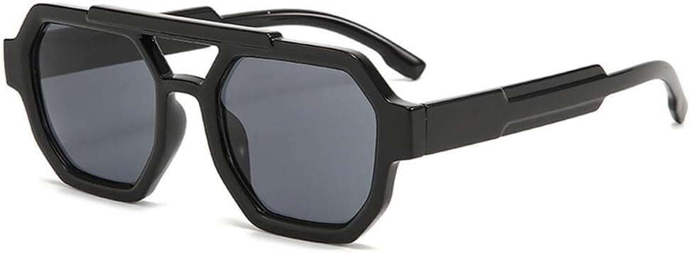 

Ретро солнцезащитные очки с двойной перемычкой для женщин, многоугольные, квадратные, модные, сине-фиолетовые, мужские солнцезащитные очки с защитой от УФ-излучения UV400 LXLHWN, Black Gray