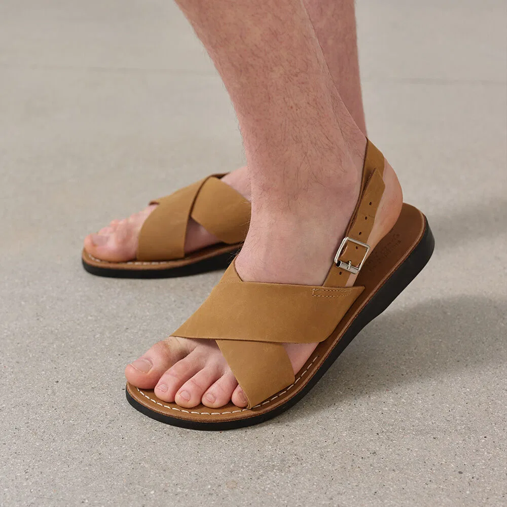 Мужские сандалии Elan Buckle цвета tan от Jerusalem Sandals