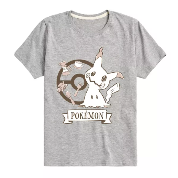 

Футболка с принтом Mimikyu из Pokemon Cafe для мальчиков 8-20 лет Licensed Character, серый