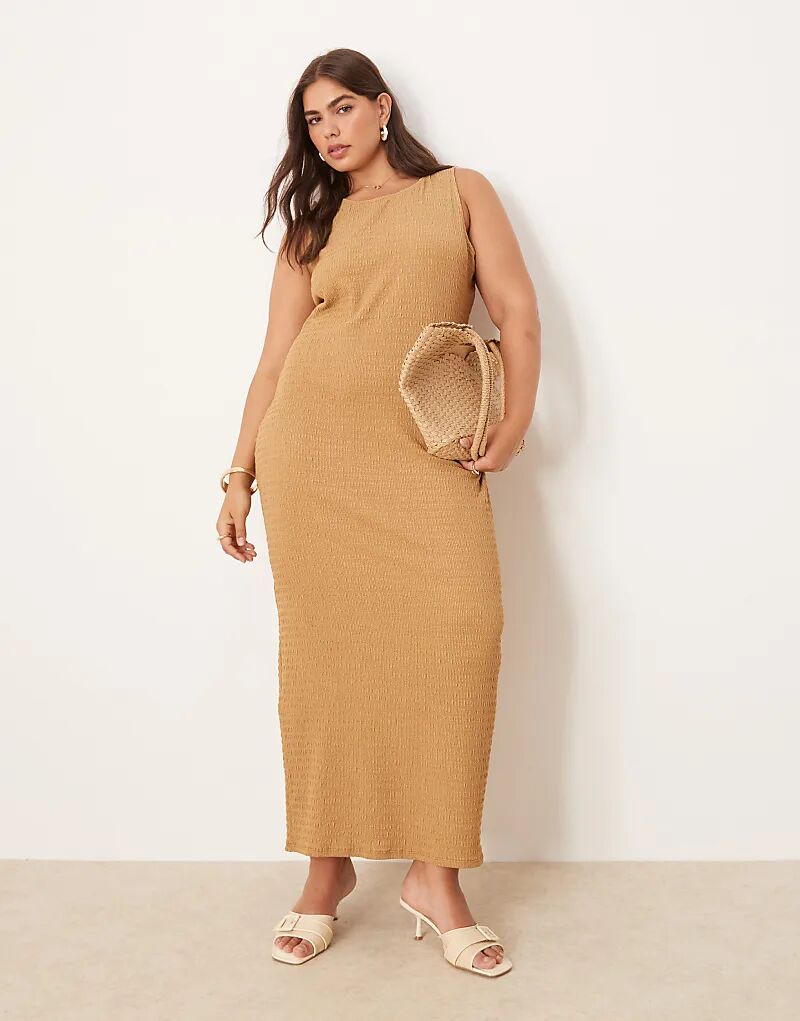 

Платье миди с воротником-борцовкой ASOS DESIGN Curve цвета верблюжьей шерсти Asos Curve